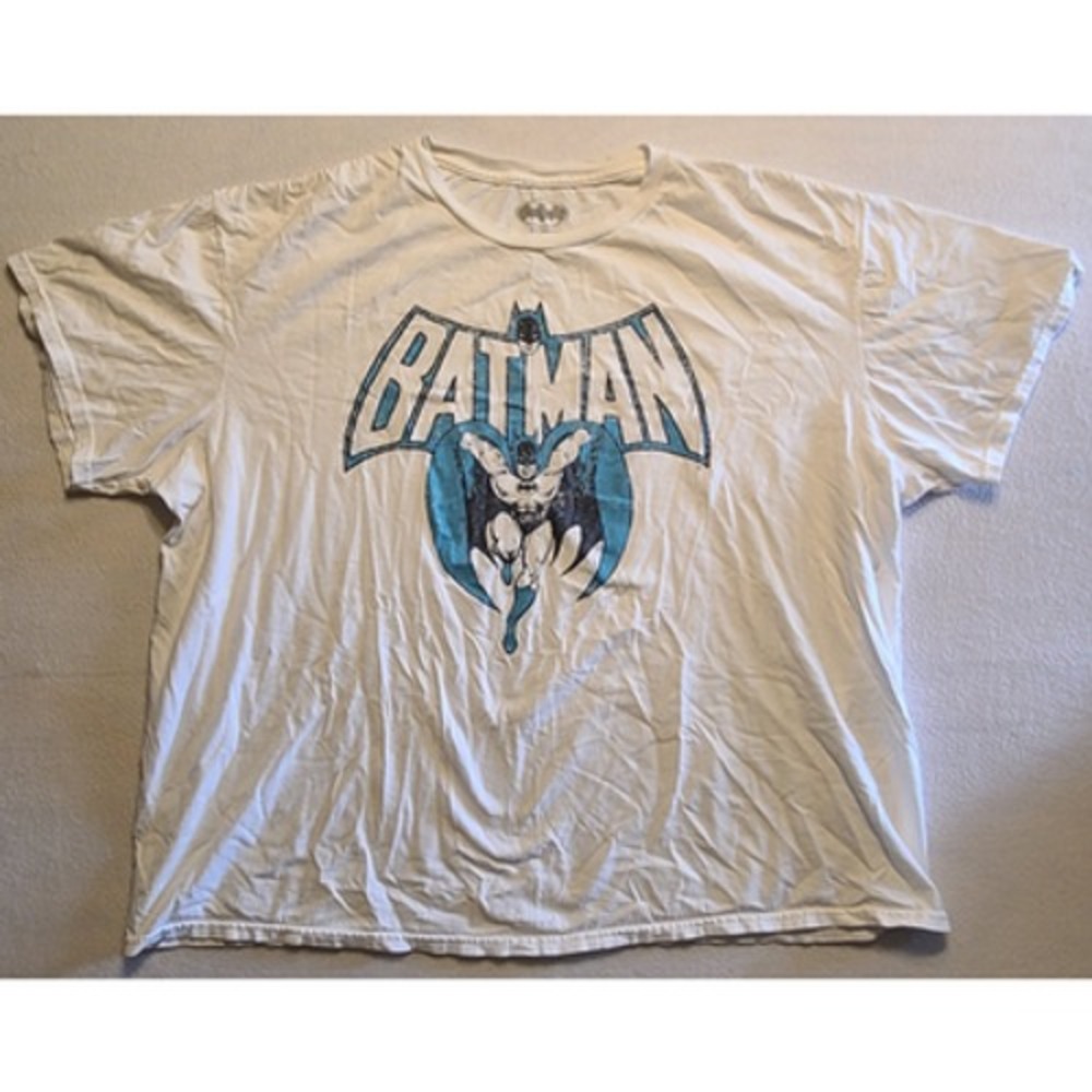 Batman Graphic T Shirt Mens XXL White DC Comics Superhero Logo 100% Cotton